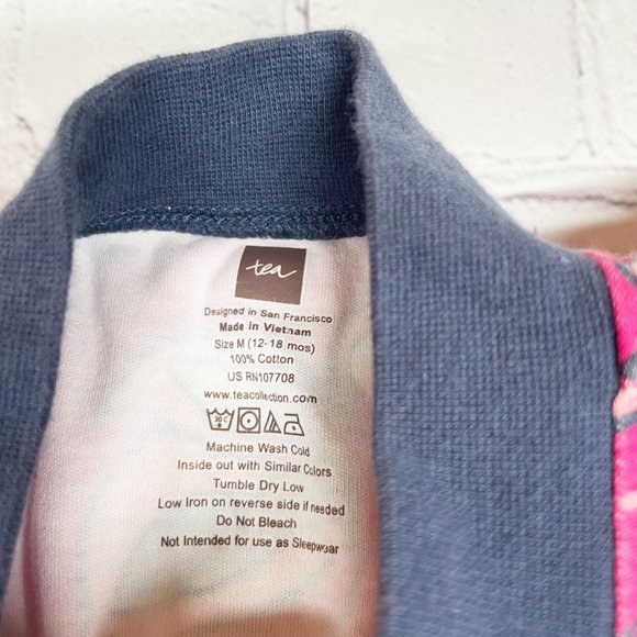 Tea Collection Butterfly Print Wrap Neck Dress 12-18 Months Pink Blue Multi - Picture 7 of 8